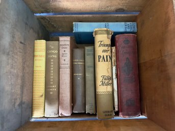 Box Lot Of Antique Books With Orange Crate