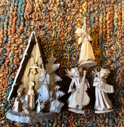 Four Carved Wood Christmas Figures