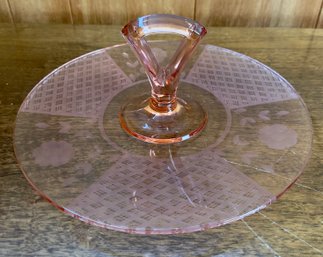 Depression Glass Pink Handled Platter