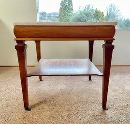 Mid Century Marble Topped Square End Table