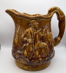 Embossed Pitcher With Bird Hunter With Dog