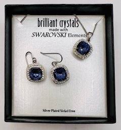 Swarovski Elements Purple Crystal Earring And Necklace Set