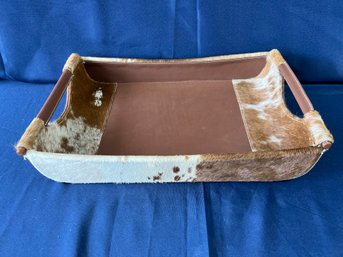 Cowhide Tray With Handles.