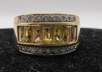 14K Yellow Sapphire & Diamond Ring