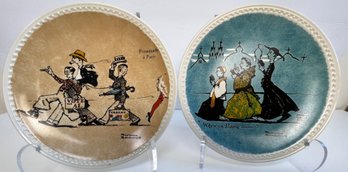 2-Norman Rockwell Plates, 'Rockwell On Tour Set' Newell Pottery CoEdwin Knowles