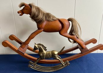 2 Decorative Rocking Horses, Wood Is Marked John Allen 1980.
