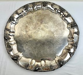 Large Vintage Nickel Silver Tray With Grapes
