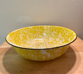 X-Large Vintage Yellow & White Enamelware Bowl