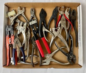 Lot Of Parallel Pliers, Punches, Wire Cutters