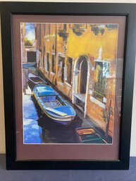 Framed & Matted Painting Of Venice