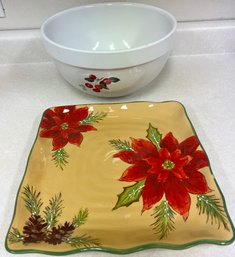 Serving Bowl & Poinsettia Platter