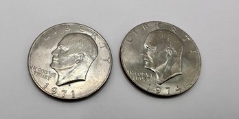 1972 & 1974 Silver Circulated Eisenhower Dollar