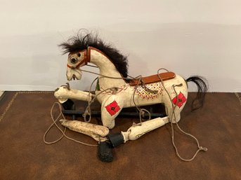 Wood Horse Marionette (one Foot Not Attached)
