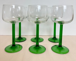 Vintage Green Stem Wine Glasses