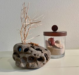 Beach Decor ~ Sand & Seashells In A Jar, NW Rock W/Shells