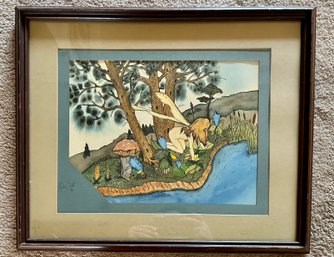 Kevin Scott Fairy Watercolor Painting 1982 -Local Pick Up