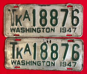 Matching 1947 Washington License Plates