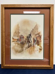 Horse & Carriage City Scene Framed Art