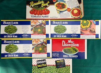 6 Vintage Original Vegetable Crate Labels.