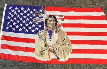 American Flag With Native American Chief