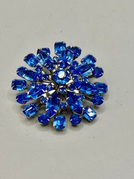 Beautiful Blue Rhinestone Brooch-unmarked