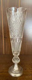 Crystal Bud Vase With Weighted Sterling Footed Base