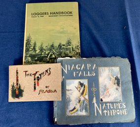 Vintage Lot Of Three Books: Alaska, Logging And Niagara Falls