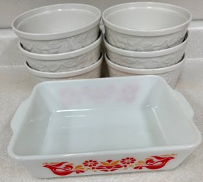 Pyrex 'Friendship' Dish & Harvest Moon Bowls (6)