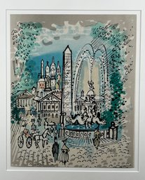 Framed Signed Charles Cobelle Rome Lithograph