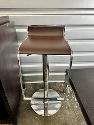 Pair Of Brown And Crome Modern Bar Stools