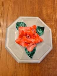 California Pottery Ceramic Box With Rose