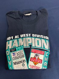 Seattle Mariners 'M' By Lee Sport 2001 AL West Division Championship T Shirt