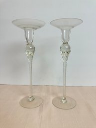 Two Glass Candlesticks