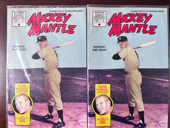 2 Mickey Mantle Comic Books.  #1 December 1991 With Cards Of Mickey And Bobby Sisti.