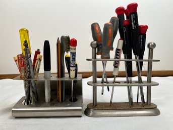 Lot Of Various Screwdrivers Smaller Size, With Holder.