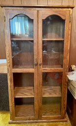Oak 2 Door Glass Front Cabinet