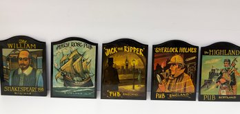 5 Small Plaques Sherlock Holmes & Other Pub Signs