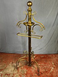 Vintage Brass Butlers Valet Stand / Coat Rack