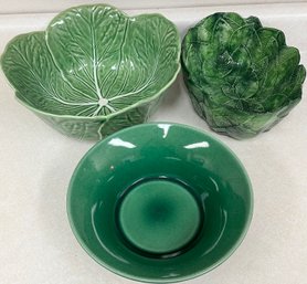 3 Green Serving Bowls