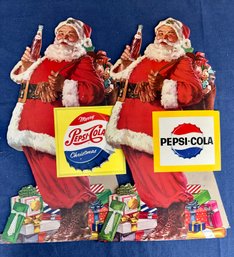 Two Vintage Pepsi Cola Santa Displays (Cardboard)