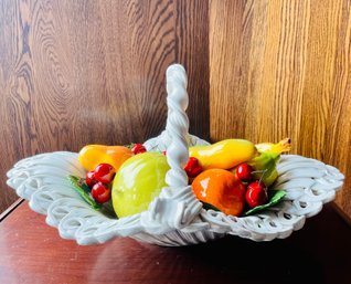 Large Italian Inspired Porcelain Fruit Basket