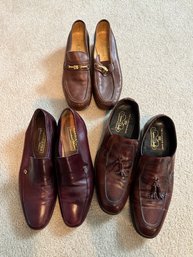 Three Pairs Of Men's Leather Loafers 9 - 9 1/2