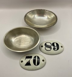 Lot Of 4 Items:  2 Porcelain Drawer/Door Numbers Soap Dishes