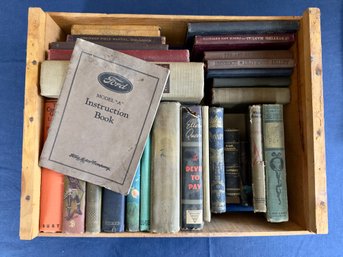 Vintage Book Lot With Fruit Crate