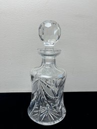 Vintage Clear Glass Barware Heavy Decanter With Stopper Cut Pattern