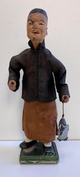 Vintage Standing Chinese Doll With Silk Outfit