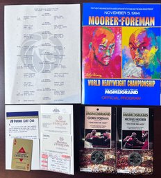 Lot Of Foreman Vs Moorer World Heavyweight Championship Fight Memorabilia.
