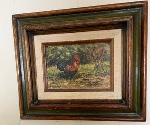 Mary Ellen Clark, Bunny Rooster Painting Original.