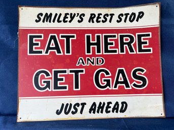 Smiles Rest Stop Metal Sign.