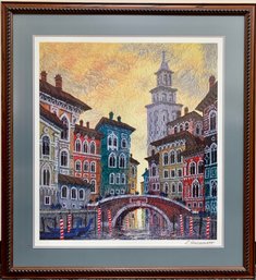 Anatole Krasnyansky Venice Yellow Sunset 2003 Seriolithograph In Color On Paper